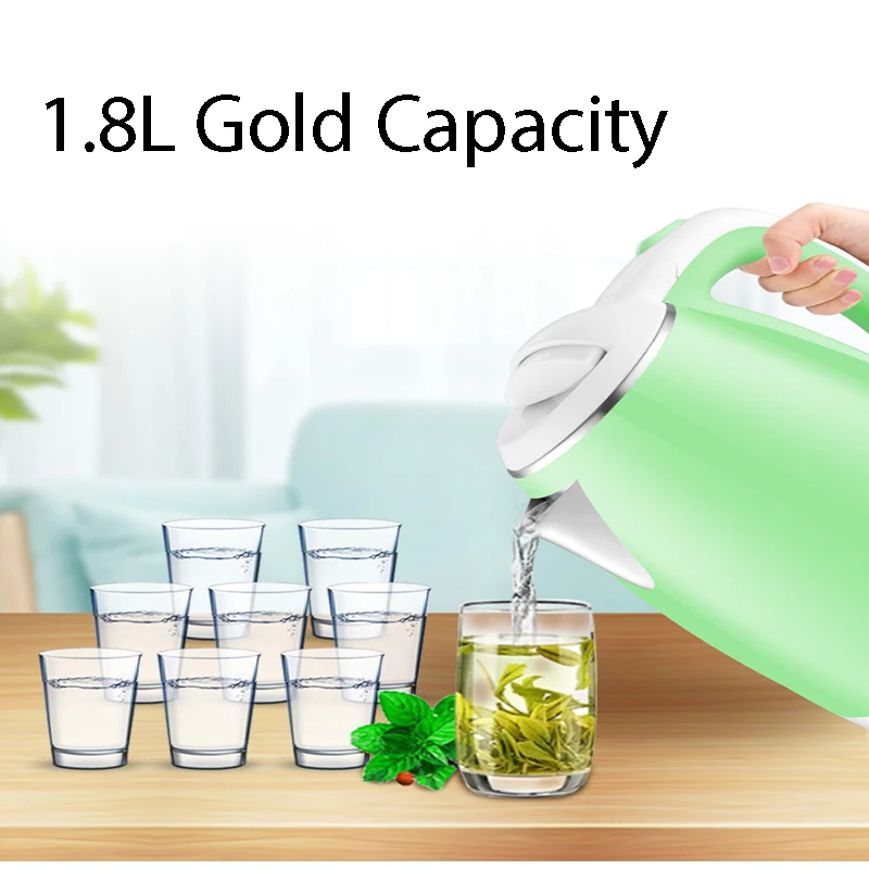 

Double Layer Anti Scalding Food Grade Stainless Steel Electric Kettle 1.8L Color Rubber Covered Kettle [national Standard]