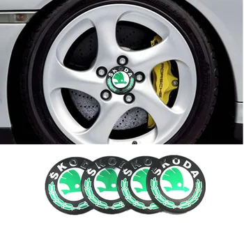 

NEW 4pcs 56mm Car Tire Wheel Center Hub Caps Decorative Sticker For skoda octavia fabia rapid yeti superb octavia a 5