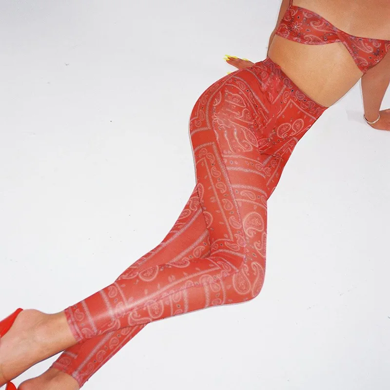 

2020 Women Leggings Paisley Pattern Exotic Long Pencil Pants High Waist Skinny Female Bohemian Style Trousers