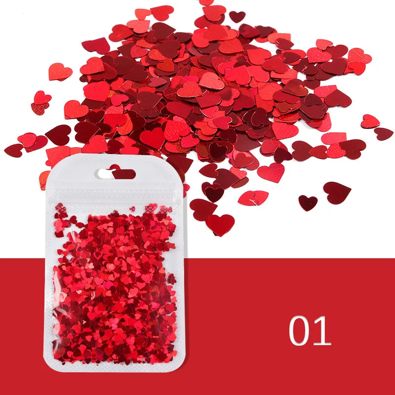 1 pack Sweet Love Heart Nail Sequins Ultrathin Shining Laser Nail Art Paillette Slices Flakes Manicure Decoration 2021 newest