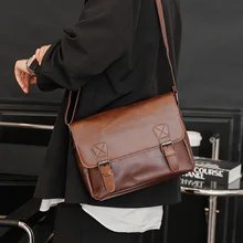 

Versatile Hasp Brown Men Messenger Bag Vintage Satchels Bags For Men Shoulder Crossbody Bags Classic Leather Male Sling Bags
