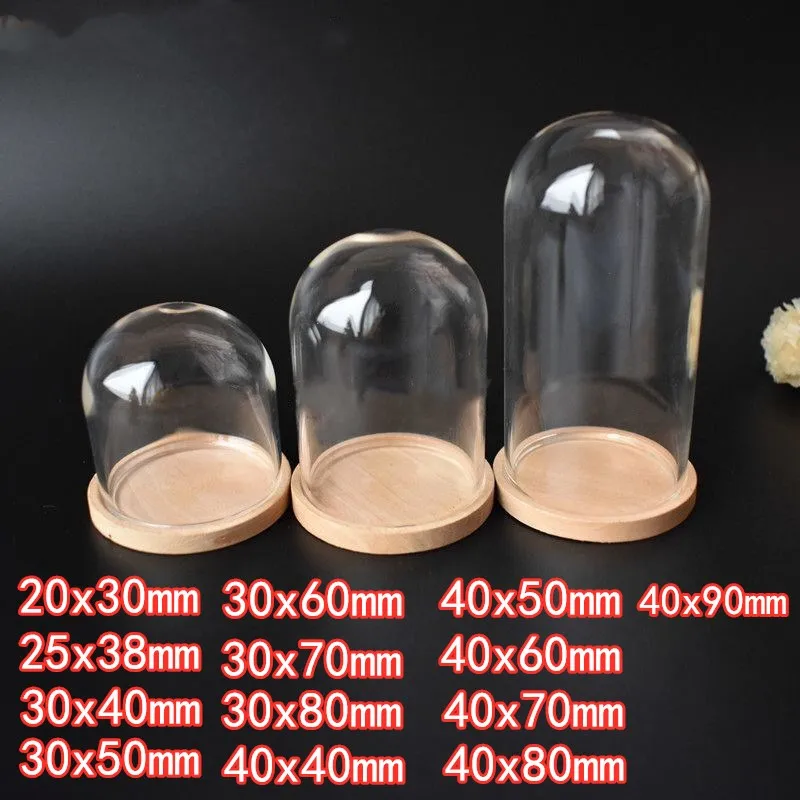 10pcs 유리 병 테라리움 항아리 대나무 기본 돔 먼지 커버 DIY 견본 즙이 ..