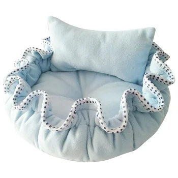 

Flower Bud Shape Dog & Cat Bed with a Pillow, Hidden Drawstring Design Washable Round Pet Beds Mat