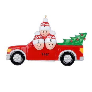 

Maxora Resin Glossy Red Pickup Truck Family of 3 Personanlized Christmas Tree Ornament Pickup Car Lover Celebrate Keepsake Gifts