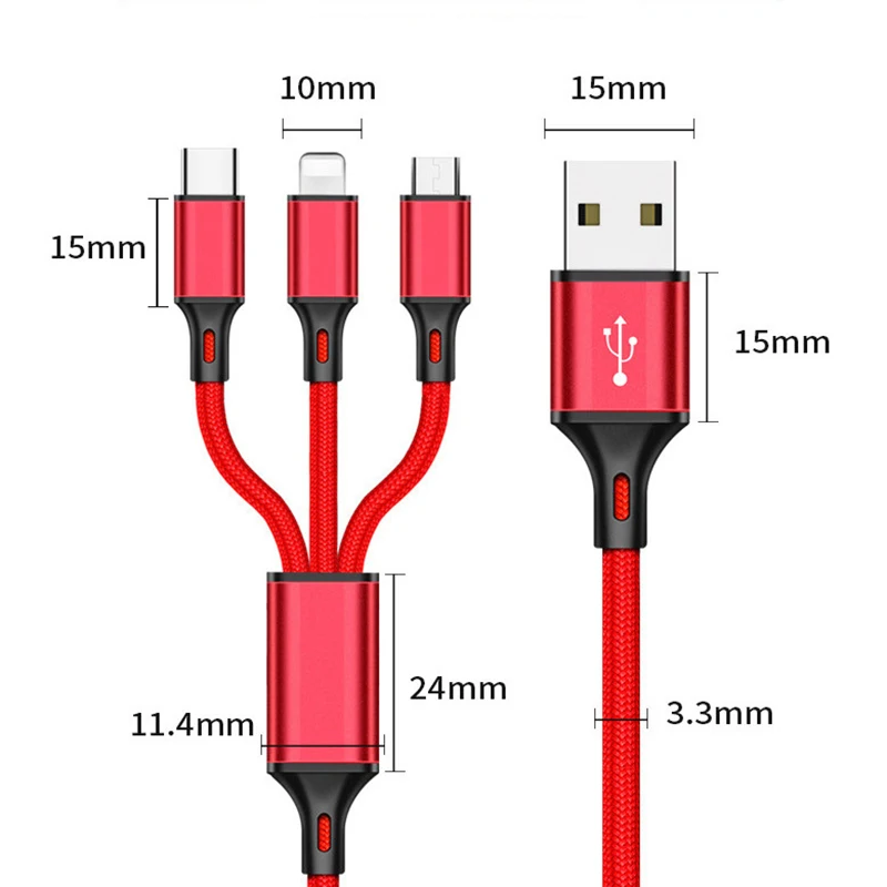 CatXaa, 3 в 1, 1,2 м, нейлоновый USB кабель для мобильного телефона, Micro usb type C, кабель для зарядки и зарядки