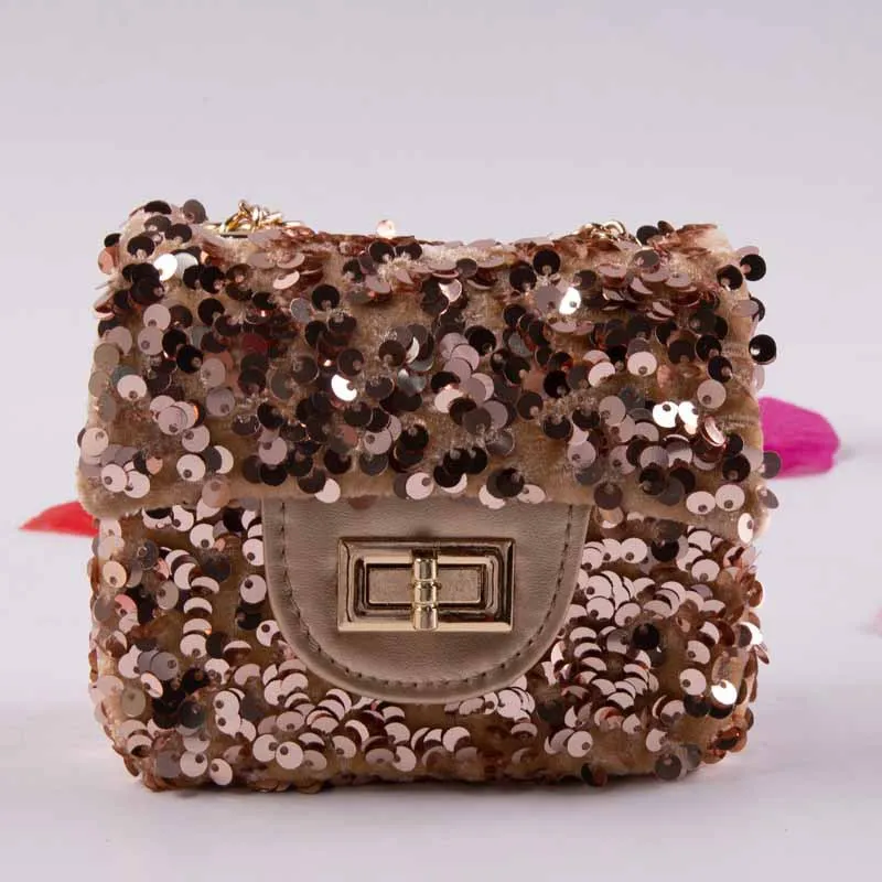 Baby Kids Sequin Crossbody Bag Mini Sliver Glitter Purse Handbags for Little Girls Trendy Quilted Sparkly Flap Shoulder Bag Pink (11)