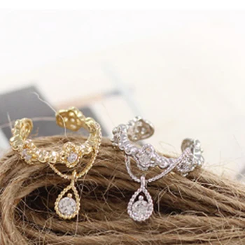 

Cute without Pierced Ear Bone Folder Punk Fashion Ear Cuff Wrap Rhinestone Cartilage Clip on Earring Non Piercing Jewelry Women