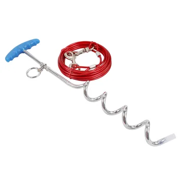 

Stake Leash Aluminium Sheath Dog Harness Outdoor Walking Travel Screw In Training Practical Steel Wire Handheld Pet Safety