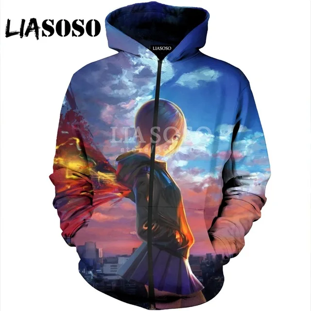 

LX 3d print 2019 New clothes Women Men Anime Tokyo Ghoul Hooded pull over Hoodies Sweatshirts Zipper Jacket Harajuku Hip Hop