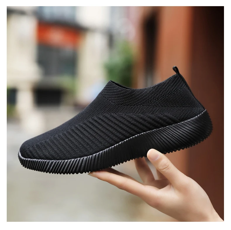 Women Vulcanized Shoes High Quality Women Sneakers Slip On Flats Shoes Women Loafers Plus Size 42 Walking Flat