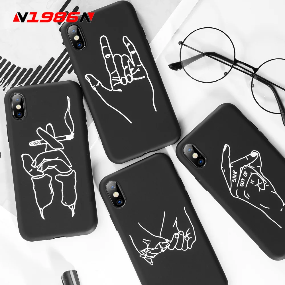 

N1986N For iPhone 6 6s 7 8 Plus X XR XS Max 5 5s SE Phone Case Fashion Abstract Line Art Lover Face Soft TPU Case For iPhone XR