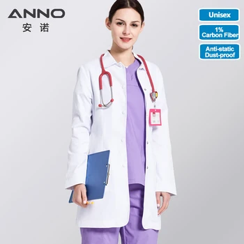 

ANNO White Lab Coat Anti Static function Doctor Uniform Scrubs Outfit Medical Clothing Long Sleeve Research Institute