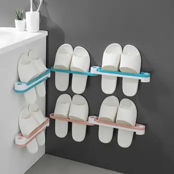 

Bathroom Slippers Rack Wall Mounted Shoe Organizer Rack Folding Slippers Holder Shoes Hanger Self Adhesive Towel Racks