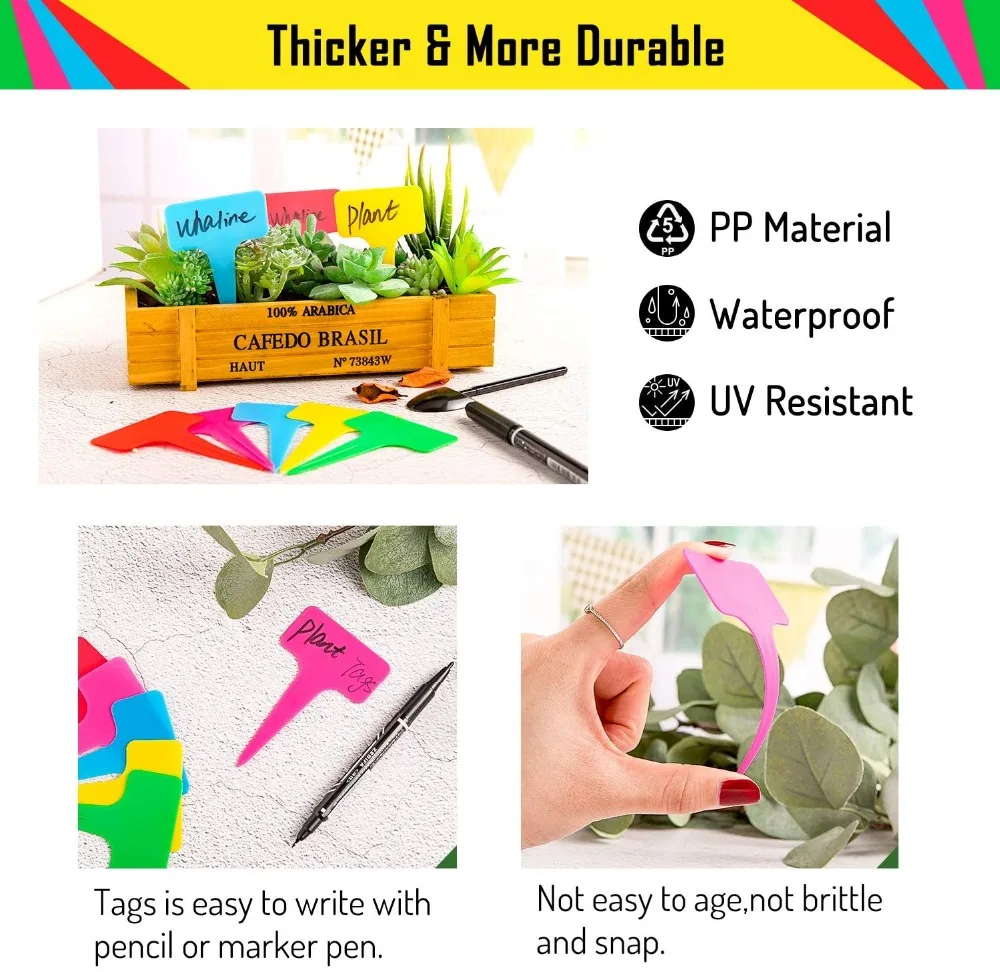 100pcs Colorful Plant Tags T-type Garden Bonsai Succulent Seedings Tags Flower Pot Plants Garden Ornaments  Indoor Garden Labels (2)