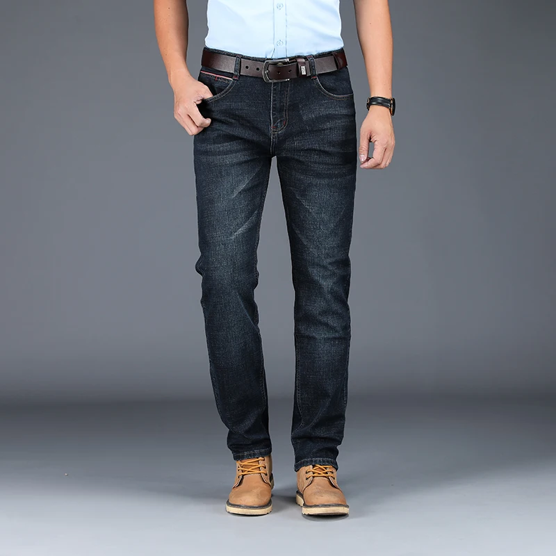 

Odinokov 2019 Autumn and winter Heavyweight Full Length Smart Casual Jean Men Business Classic Jeans Streetwear Wear Button