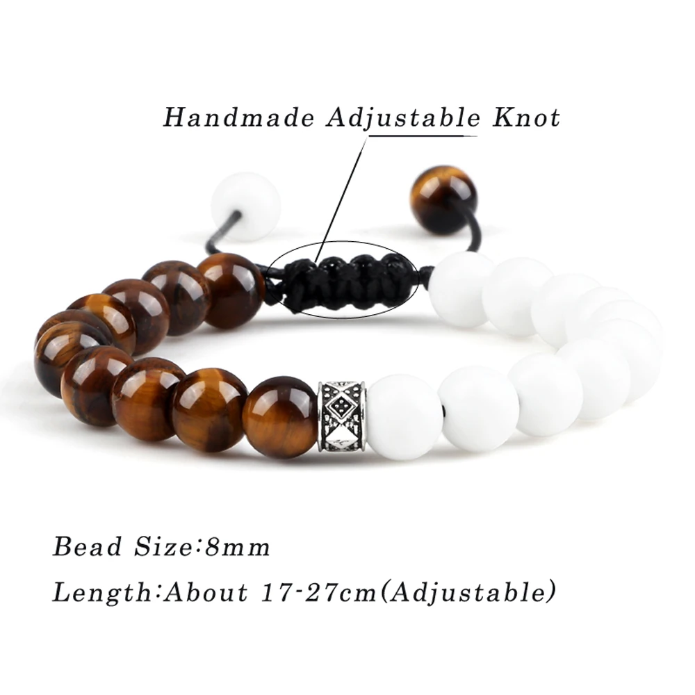 Men Women Beads Bracelet Handmade Natural Tiger Eye Lava Stone Onyx Strand Adjustable Yoga Energy Jewelry Stone Bead Bracelet Natural Stone Bracelet Beaded Bracelet