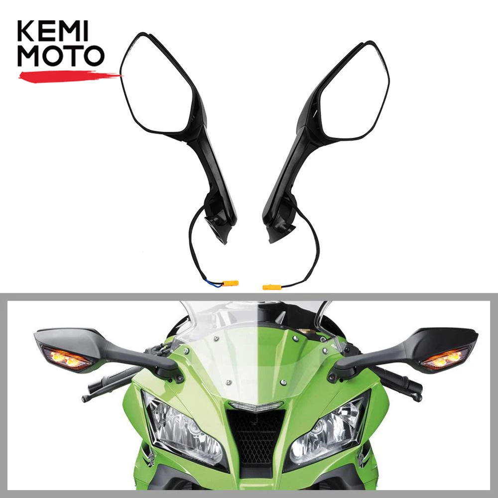 

For Kawasaki ZX 10R Motorcycle Mirror LED Turn Light Signals Moto Rear View Mirrors for Kawasaki Ninja ZX10R ZX-10R 2011-2015