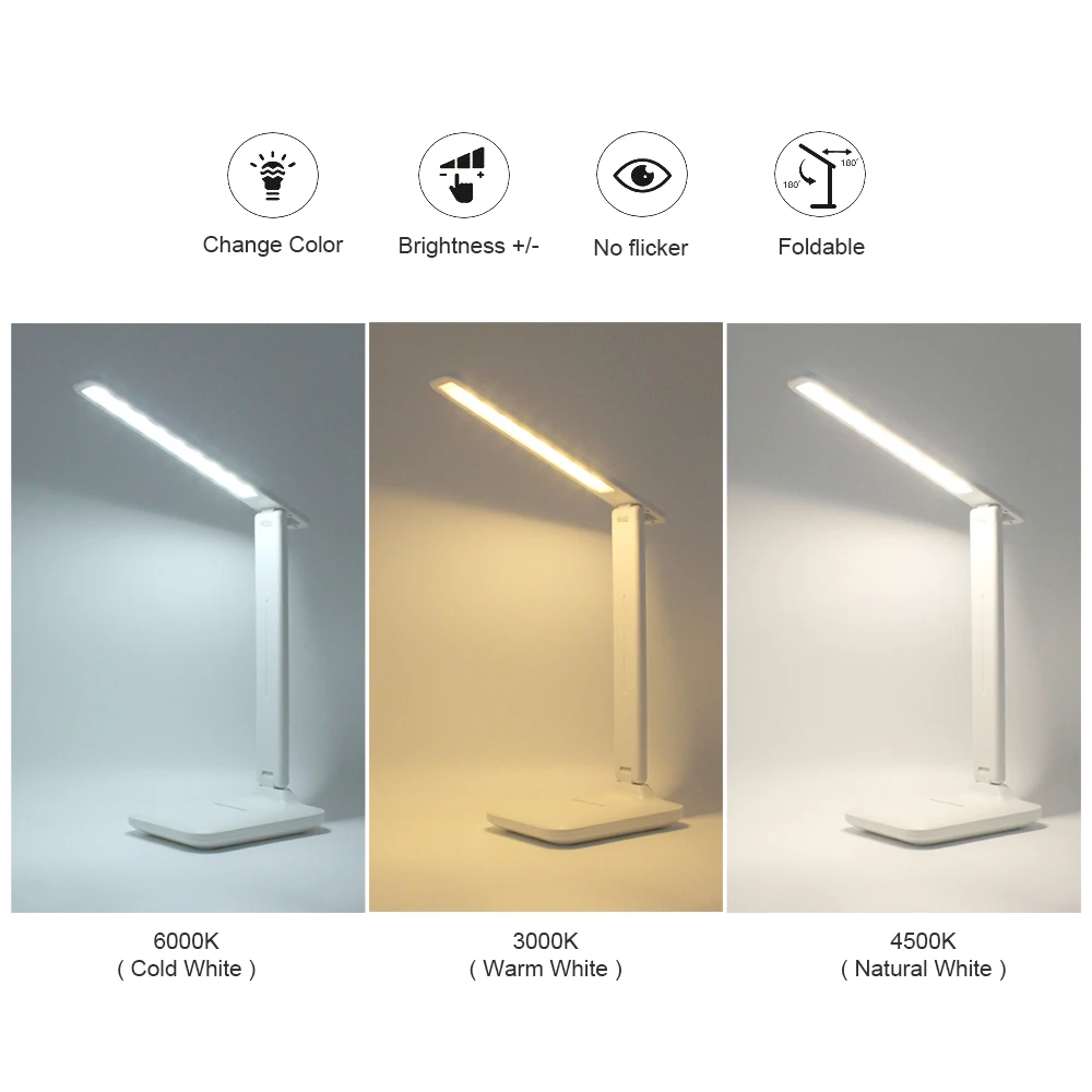 Touch Dimmable LED Night Lights USB Charging Built-in Battery Foldable Desk Lamp For Bedroom Reading Table Emergency Lighting night light for bedroom