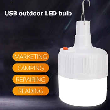 

USB Rechargeable LED Camping Tent Light Handheld Spotlight Lantern Flashlight Portable BBQ Hiking Hanging Light Bulb