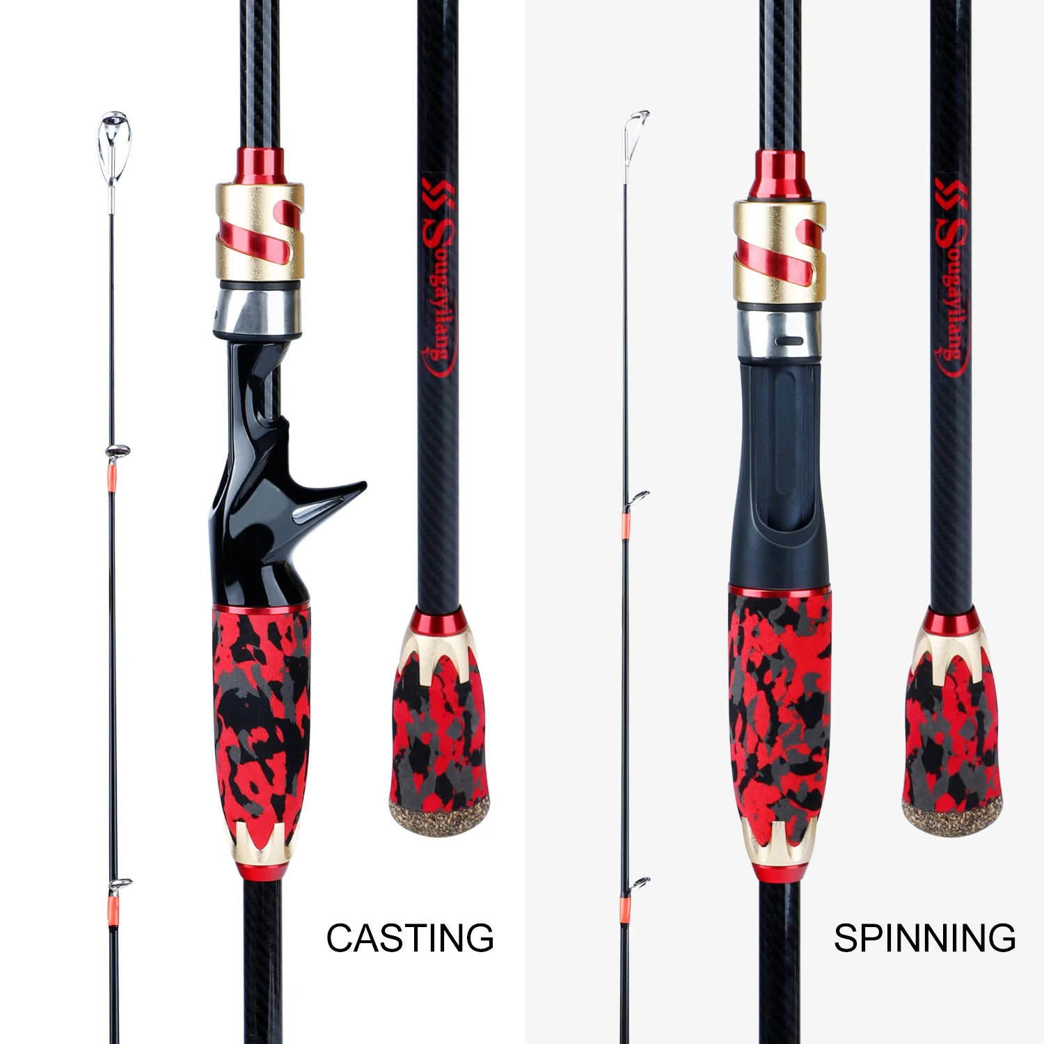

Sougayilang Casting Spinning Fishing Rod Carbon Fiber 4 Section 1.8-2.1M Lure Rod Freshwater SaltWater Travel Rod Fishing Tackle
