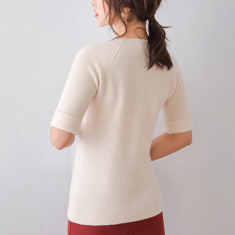 real wool sweater womens half sleeves soft spring pullover round neck solid casual fashion girls female sweaters real wool sweater womens half sleeves soft spring pullover round neck solid casual fashion girls female sweaters