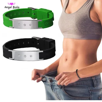 

Stainless Steel Weight Lose Bracelet Healing Germanium Magnetic Infrared Black Silicone Bracelet Sport Wristbands for Men Women