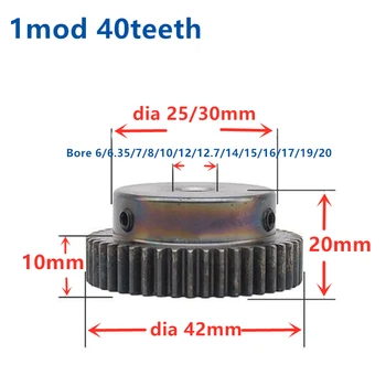 

2pcs Mod 1 M=1 CNC Spur Gear pinion 40T 40Teeth Bore 6-20mm Right Teeth positive gear steel gear rack transmission RC