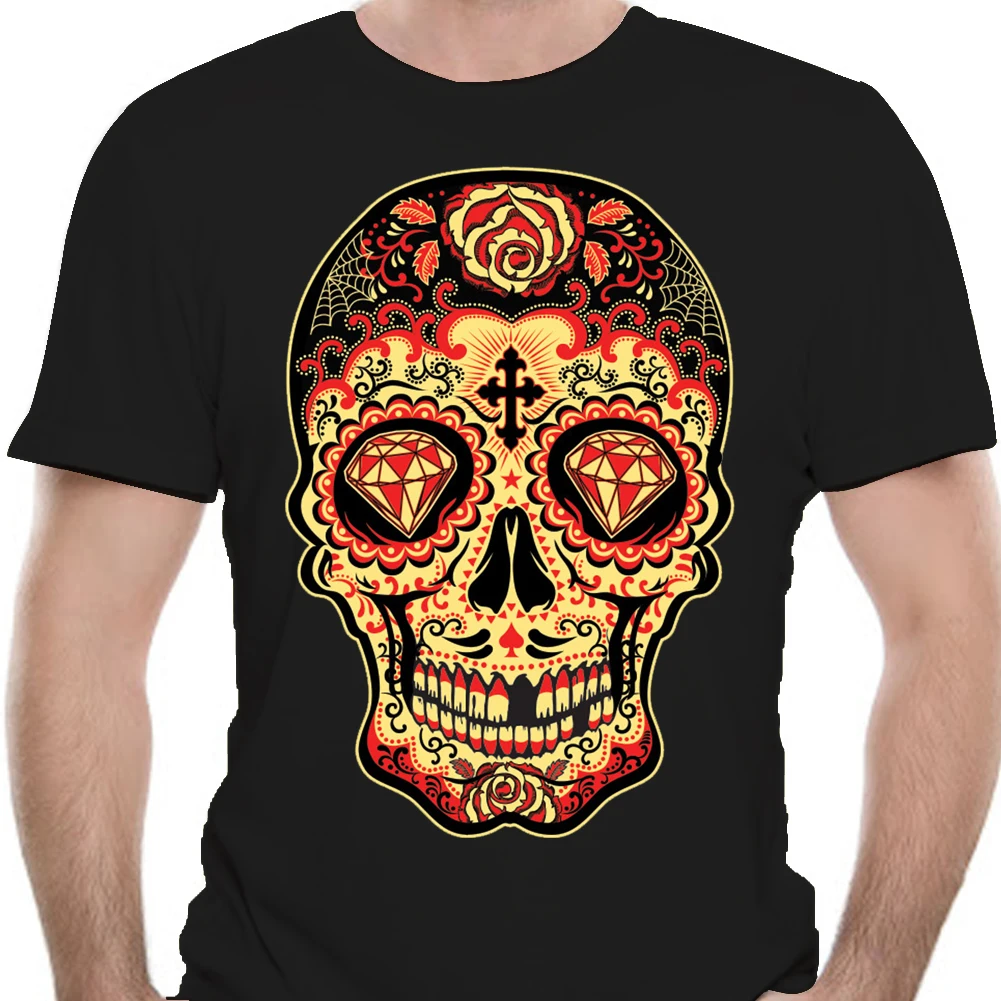 День мертвых сахарный череп женская футболка зопартияая и Calavera ваза де рубашка |