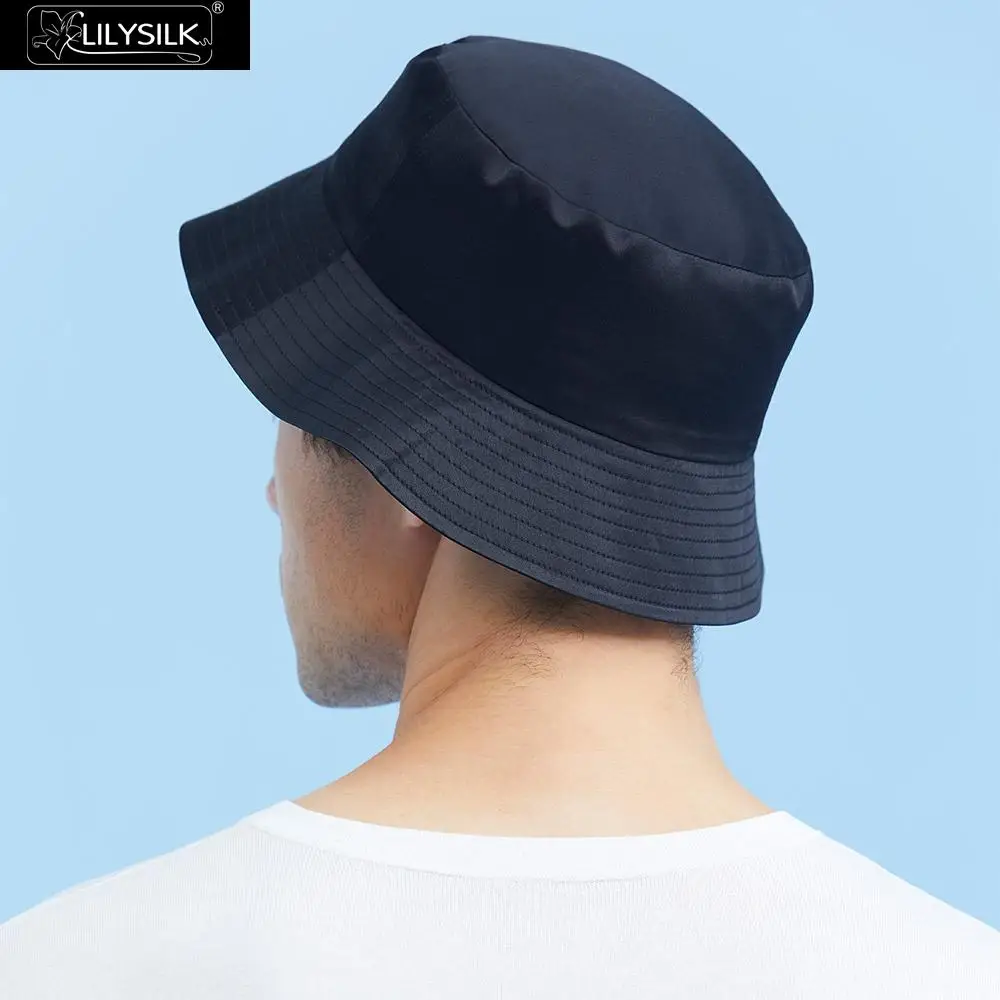 LilySilk Pure Silk Bucket Hat Black 