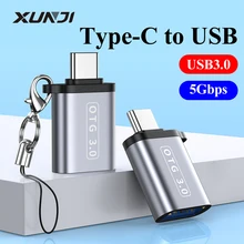 Xunji usb para tipo c adaptador otg usbc macho para usb 3.0 conversor feminino para macbook samsung xiaomi