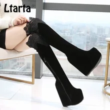 LTARTA/женские пикантные сапоги до колена высокие сапоги на танкетке, увеличивающие рост Женские Сапоги выше колена сапоги на очень высоком каблуке 17 см ZYW-999-31