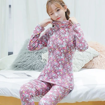 

2020 Thermal Underwear Winter Seamless Antibacterial Warm Sexy Ladies Clothes Intimates Print Long Johns Women Shaped Sets