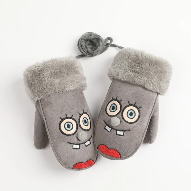 StyleL H10004 детские перчатки зимние мужские и женские теплые плюшевые замшевые термоперчатки Детские Висячие веревки милые Мультяшные корейские милые муфты для рук - Цвет: StyleL
