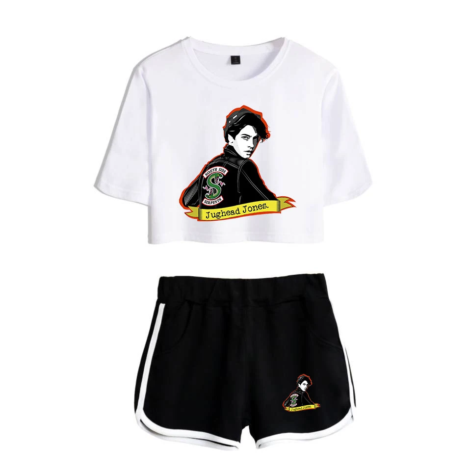 Модный женский комплект из двух предметов с коротким рукавом и черным пупком, высокое качество, комплект из футболки и белых шорт