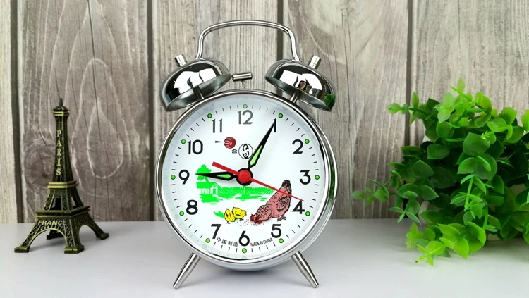 Réveil sans radio,Réveil mécanique en métal,horloge de Table de chevet