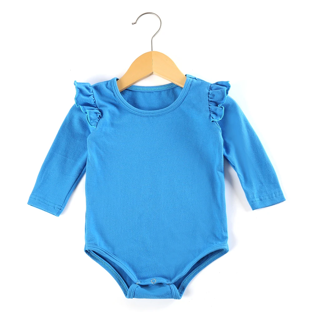 royal blue Многоцветные весенние детские длинные ползунки с рукавами-крылышками для новорожденных 0-24 м гимнастический костюм детская одежда комбинезон - Цвет: royal blue
