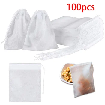 価格 100 ピース/パック茶フィルターバッグ大使い捨て注入器巾着無漂白紙ルーズリーフ茶