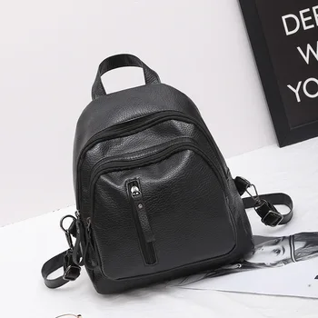 

Solid Color Student Backpack Heat Cling Black Pu Leisure Travelling Bag Multi-purpose design Women Backpack Shoulder Bag