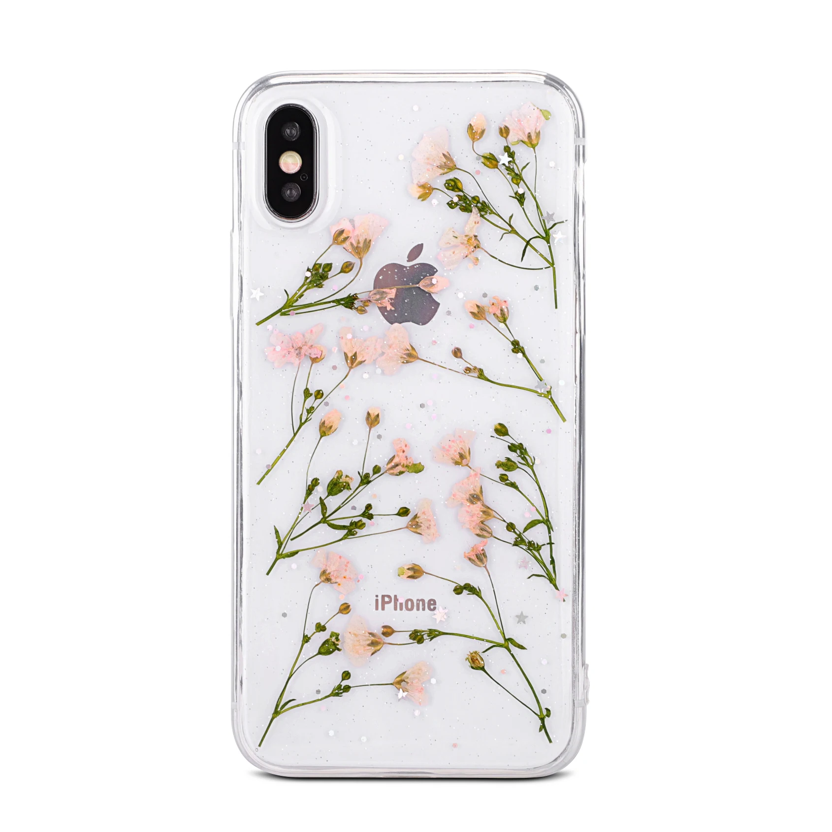 Настоящие цветы сухоцветы мягкий тпу задняя крышка для iphone X 6 6S 7 8 plus чехол прозрачный чехол для телефона для iphone XR XS Max чехол - Цвет: Прозрачный