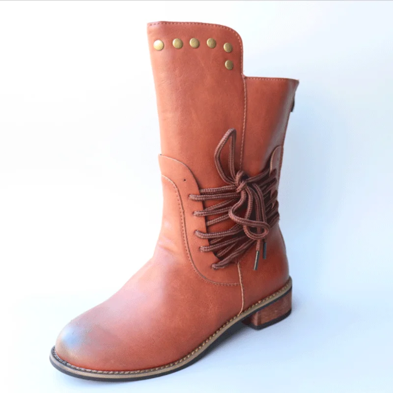Botas de cuero PU de calidad con plataforma de tobillo para mujer con cremallera botas planas suela de mukulo de vaca zapatos d
