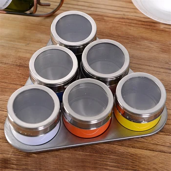

6 PCS Transparent Visible Seasoning Box Spice Tank Salt Cellar Triple-cornered Storage Rack Kitchen Accessories Set