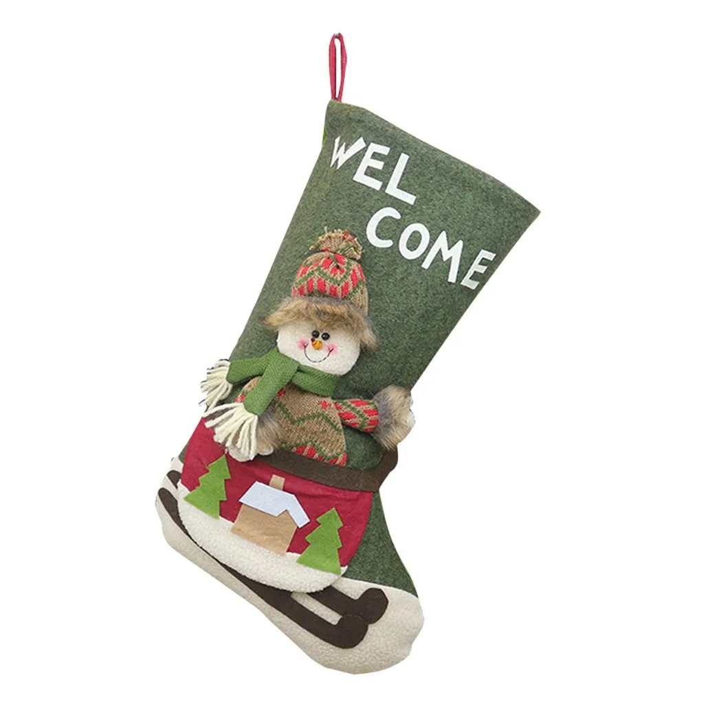 H 1PC Ornaments Festival Party Xmas Tree Hanging Decor Christmas Socks women's warm socks New Year socks skarpety swiateczne#T - Цвет: H