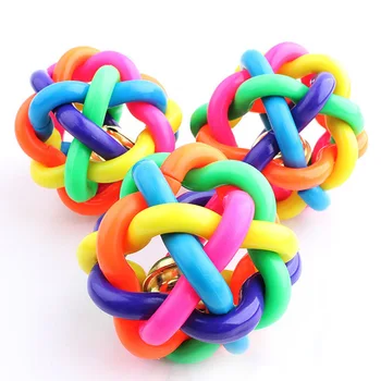 

Pet Toy Colorful Bell Rubber Ball Bite Resistant Cat Dog Molars Interactive Training Entertainment Educational Toys Pet Supplies