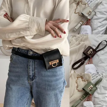 

2020 Summer Women's Mini Bags Solid Color Concise Girl Bags Leather Shoulder Bag Waist Bag Frame Fap#G30