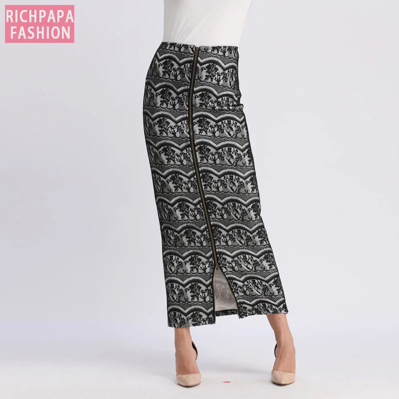 Кружевная юбка Faldas Mujer Moda Весенняя Арабская мусульманская женская облегающая длинная юбка-карандаш с высокой талией Женская одежда s Jupe Femme