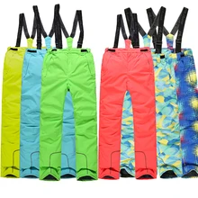 Детские Зимние непромокаемые ветронепроницаемые дышащие штаны для сноуборда лыжные штаны для мальчиков от 6 до 16 лет, непромокаемые штаны