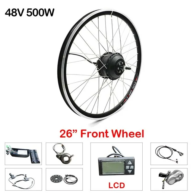 26inch front lcd 48V 500W электрический велосипед Планетарная втулка колеса 2" 26" 700C для MTB велосипеда для дорожного велосипеда, на переднее колесо привода двигателя E-bike конверсионный комплект - Цвет: 26inch front lcd