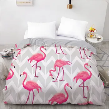 

3D Printed Custom Design Duvet Cover Quilt Comforter Blanket Case Covers Bedding Set 203x230cm Animal Flamingo Red Home Textile