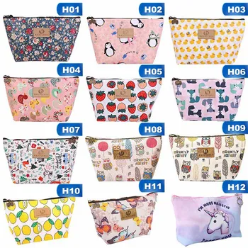 

12 Type Printed Makeup Bag Cosmetic Storage Zipper Women Girls Travel Portable Makeup Cosmetic Make Up Bag Dropship New Arrival