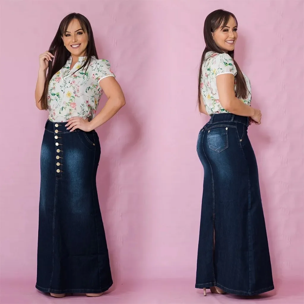 JAYCOSIN одежда женская однотонная длинная джинсовая юбка Faldas Mujer Moda Модная высокая талия юбка осень зима 1101